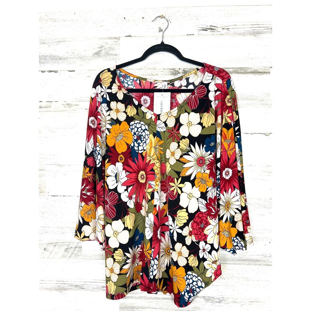 Shopin LA Womens M/L Burgundy Floral Boho Short-Sleeve Lightweight Blouse NEW